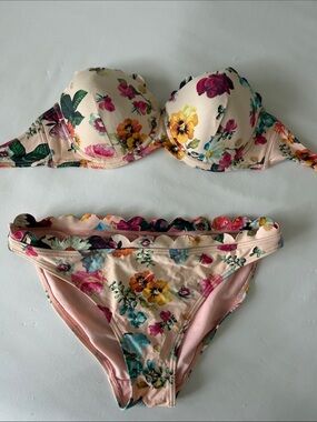 Ted Baker Pink Floral Scallop Bikini Set 3 USL
